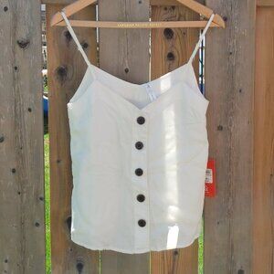 ATTRACTIVE RIP ZONE Women's White Spaghetti Strap Buttoned Tank Top Size Small